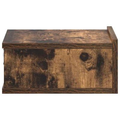 Nachtkastje zwevend 40x30x15 cm bewerkt hout gerookt eikenkleur