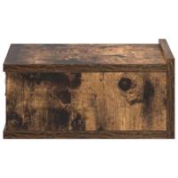 Nachtkastje zwevend 40x30x15 cm bewerkt hout gerookt eikenkleur - thumbnail