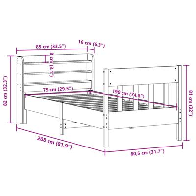 Bedframe zonder matras massief grenenhout 75x190 cm Bedframe zonder matras massief grenenhout 75x190 cm