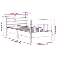 Bedframe zonder matras massief grenenhout 75x190 cm - thumbnail