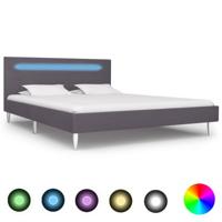 vidaXL Bedframe met LED stof grijs 140x200 cm - thumbnail