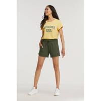 ONLY T-shirt ONLARIZ met tekst geel - thumbnail