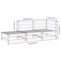 Tuinbank 2-zits met voetenbank massief grenenhout wasbruin - thumbnail