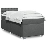 Boxspring met matras stof donkergrijs 90x200 cm - thumbnail