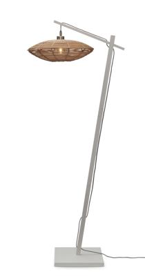 GOOD&MOJO Vloerlamp 'Tanami' Bamboe en rotan, 150cm, kleur Wit/Naturel GOOD&MOJO Vloerlamp 'Tanami' Bamboe en rotan, 150cm, kleur Wit/Naturel