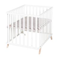 Babybox - ROBA - 75 x 100 cm - Inclusief grijze speelmat 'Lil Planet' - Wit gelakt hout - thumbnail