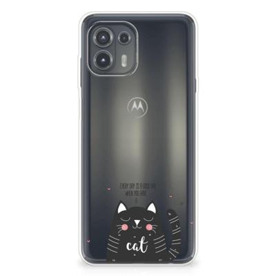 Motorola Edge 20 Lite Telefoonhoesje met Naam Cat Good Day Motorola Edge 20 Lite Telefoonhoesje met Naam Cat Good Day