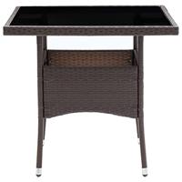 3-delige Tuinset poly rattan en gehard glas bruin - thumbnail