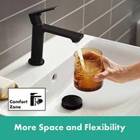 Wastafelmengkraan HansGrohe Rebris E Eengreeps 110 Met Trekwaste Mat Zwart - thumbnail