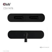 club3D USB-C Adapter [1x USB-C stekker, USB-A-stekker - 2x DisplayPort bus] CSV-1478 0.18 m - thumbnail