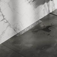 Brauer Douchegoot met Standaard Rooster en Flens Voor Wandmontage - 50 cm - Rvs Geborsteld - thumbnail