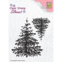 Nellie's Choice • silhouet clear stamps kerst zilverspar 9x9cm 2st. - thumbnail