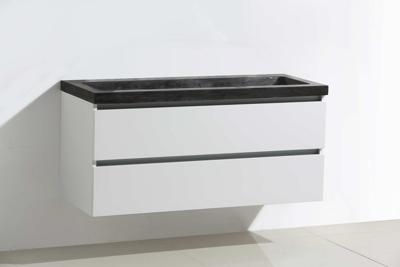 Lambini Designs Trend Stone badkamermeubel hoogglans wit 100cm, 0 kraangaten Lambini Designs Trend Stone badkamermeubel hoogglans wit 100cm, 0 kraangaten