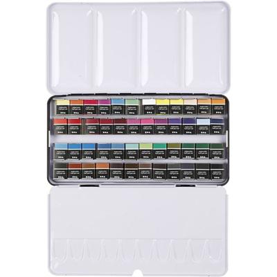 Creativ Company Art aquarelverf, ½-pan, afm 10x15x20 mm, standaardkleuren, 48 kleur/ 1 doos