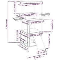 Kattenmeubel met sisal krabpalen 133 cm crmekleurig - thumbnail