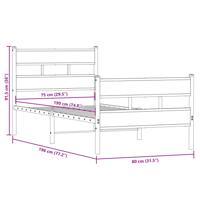 Bedframe zonder matras metaal sonoma eikenkleurig 107x203 cm - thumbnail