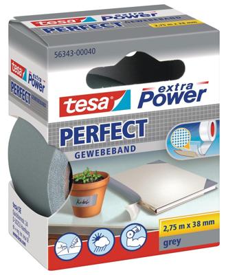 tesa PERFECT 56343-00040-03 Textieltape tesa extra Power Grijs (l x b) 2.75 m x 38 mm 1 stuk(s)