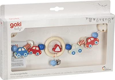 Goki houten wandelwagenketting auto's met clips Goki houten wandelwagenketting auto's met clips