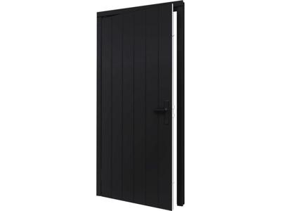 Trendhout Plaatdeur enkel linksdraaiend - 93x211,5 cm + kozijn 106,4x218,9 cm - zwart (incl. hang en sluitwerk)- - Hout- Trendhout