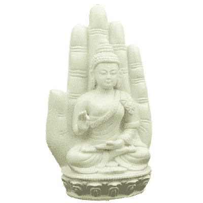 Boeddha in Hand Wit (23 cm)