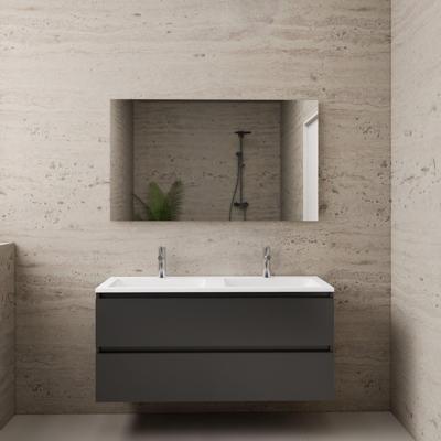 Badmeubel Boss & Wessing Paris 120 cm Mat Wit Wastafel Compleet Hoogglans Antraciet Boss & Wessing