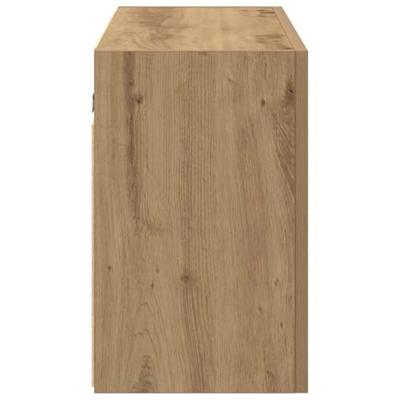 Badkamerwandkast 100x25x40cm bewerkt hout artisanaal eikenkleur