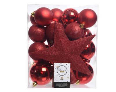 Kerstboomversiering Mix 33 st. - Kerstrood - Decoris