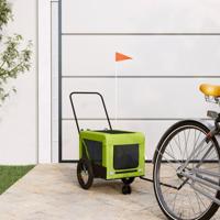 Hondenfietstrailer oxford stof en ijzer groen en zwart - thumbnail