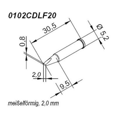 Ersa 0102CDLF20 Soldeerpunt Beitelvorm, recht Grootte soldeerpunt 2 mm Inhoud: 1 stuk(s)