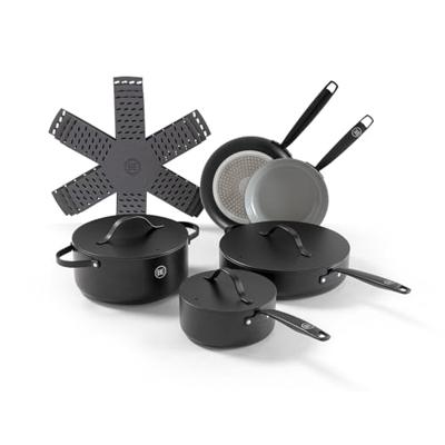 BE Living Pannenset Essential keramische anti-aanbaklaag - geschikt voor alle warmtebronnen - zwart - 5 Delig