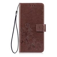 Shop4 - Samsung Galaxy A70 Hoesje - Wallet Case Bloemen Patroon Bruin - thumbnail