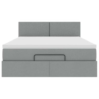 Ottoman bed met matras 140x200cm stof lichtgrijs