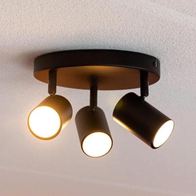 Lark - LED Plafondlamp - 3 spots - GU10 Fitting - Kantelbaar & Draaibaar - Zwart - Rond
