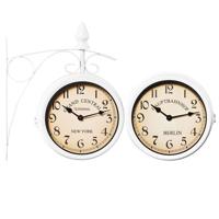 Monzana Stationsklok - met - 2 - verschillende - wijzerplaten - in - wit - thumbnail