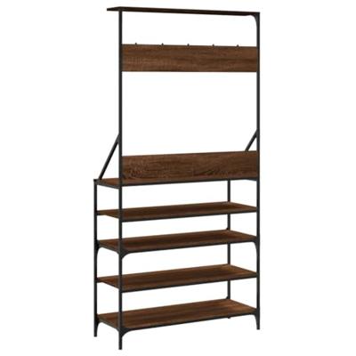 Kledingrek met schoenenrek 90x34x184 cm bruineikenkleurig