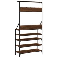 Kledingrek met schoenenrek 90x34x184 cm bruineikenkleurig - thumbnail