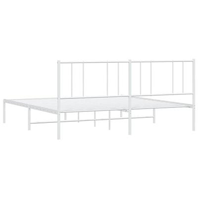 Bedframe met hoofdbord metaal wit 200x200 cm - thumbnail