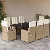 9-delige Tuinset met kussens poly rattan beige - thumbnail