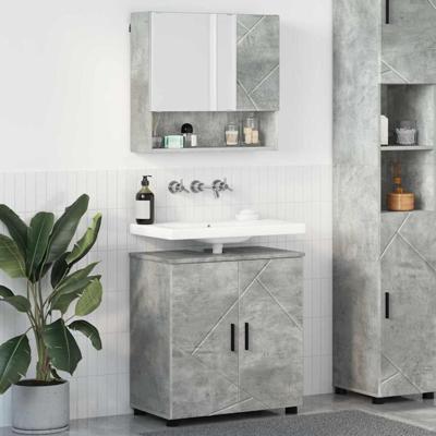 Badkamermeubelset 2 pcs Betongrijs 61 x 35 x 64 cm Bewerkt hout