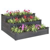 Plantenbak verhoogd 120x120x56 cm massief vurenhout grijs - thumbnail