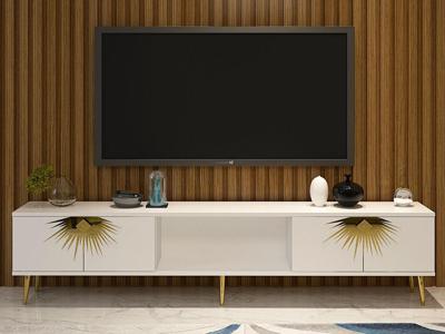 Tv-meubel NIDAS 2 deuren wit/goud