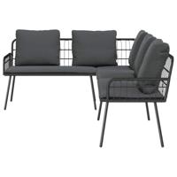 Tuinbankenset met kussen 2 pcs Zwart poly rattan - thumbnail