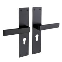 Mooi Deurbeslag Deurklink Nova zwart met schild en cilindergat 55 mm - thumbnail