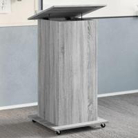 Lessenaar met wielen en lade 55x55x107 cm hout grijs sonoma - thumbnail