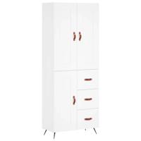 Hoge kast 69,5x34x180 cm bewerkt hout wit - thumbnail