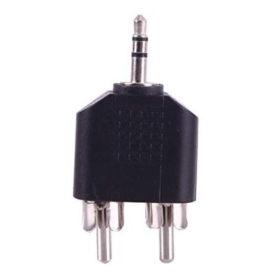 2 RCA male naar 3,5 mm mannelijke jack audio Y-adapter (zwart)