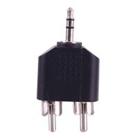 2 RCA male naar 3,5 mm mannelijke jack audio Y-adapter (zwart) - thumbnail