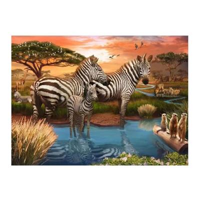 Ravensburger legpuzzel zebra's bij de drinkplaats, 1000st. Ravensburger legpuzzel zebra's bij de drinkplaats, 1000st.