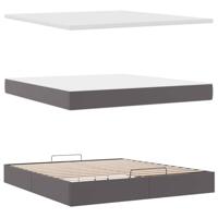 Ottoman bed met matras 160x200cm kunstleer grijs - thumbnail