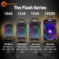 N-GEAR THE FLASH 1540 - Karaoke Speaker - 15" Woofer - Bluetooth - LED Lichtshow - Incl. Draadloze Microfoons - thumbnail